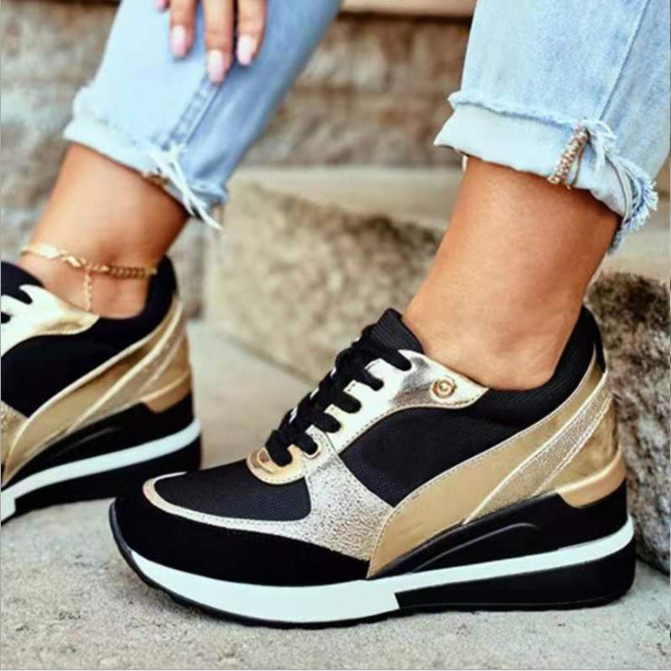 Women's fashionable sneakers with elegant metallic detail and sporty sole, size GR