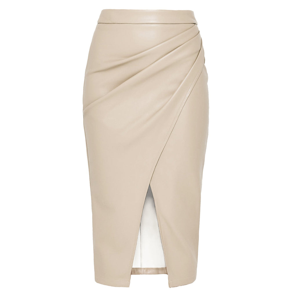 GR | Faltiger Split Pu Lederrock Für Frauen