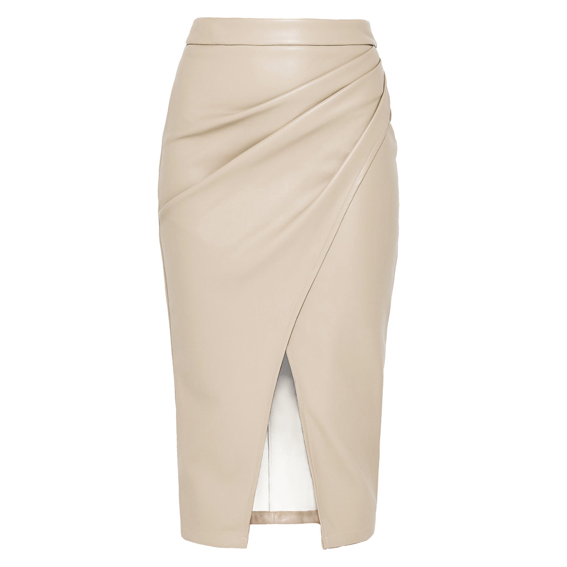 GR | Faltiger Split Pu Lederrock Für Frauen