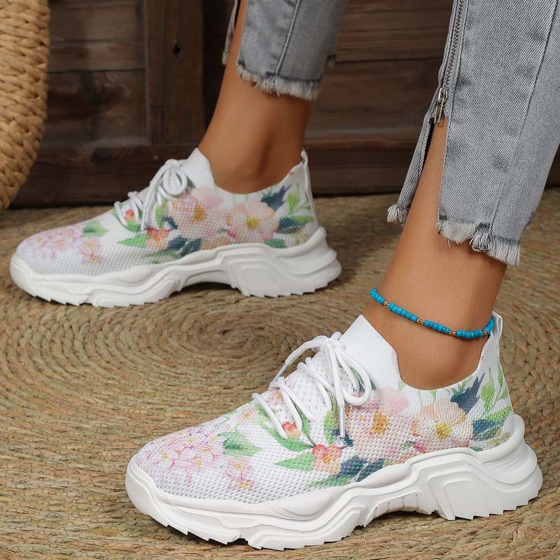 GR | Wide Floral Pattern Sneakers for Women