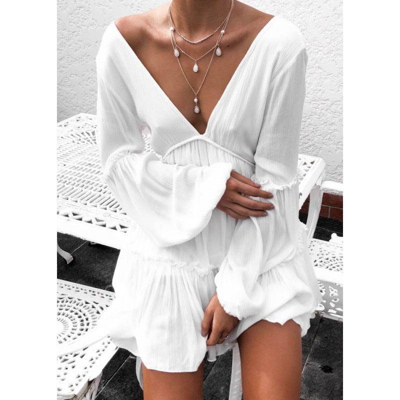 Damen Boho-Chic Strandkleid mit lockeren Ärmeln GR