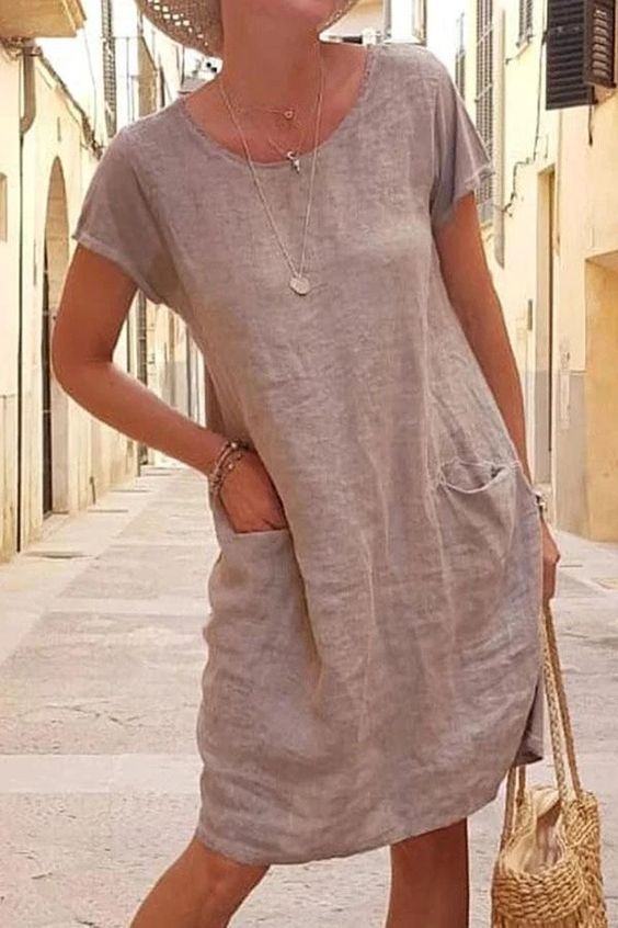 GR | Linen casual dress with pockets