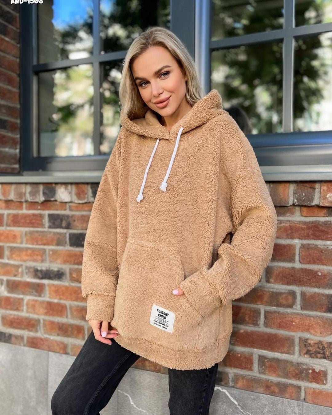 Damen Kuscheliger Kapuzenpullover aus Fleece GR