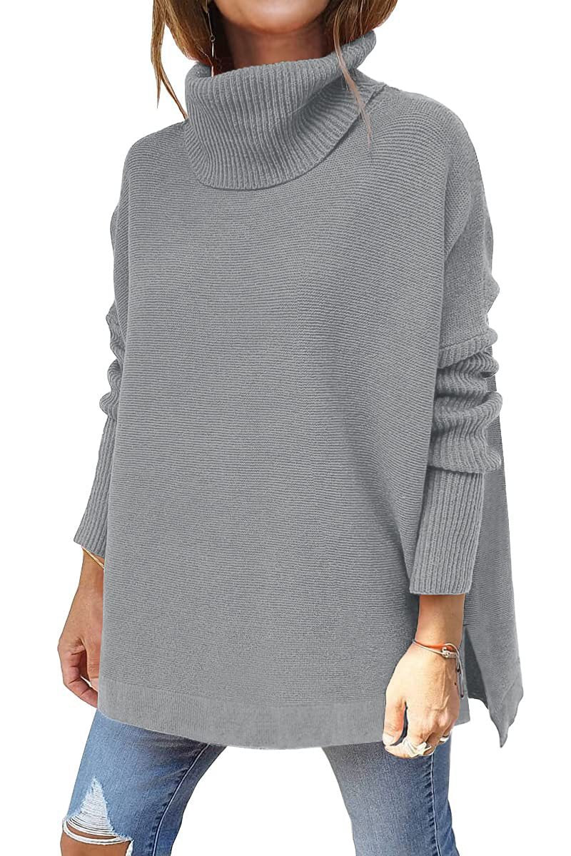 Damen Großer Rollkragenpullover mit strukturiertem Strickmuster und lässigem Schnitt GR