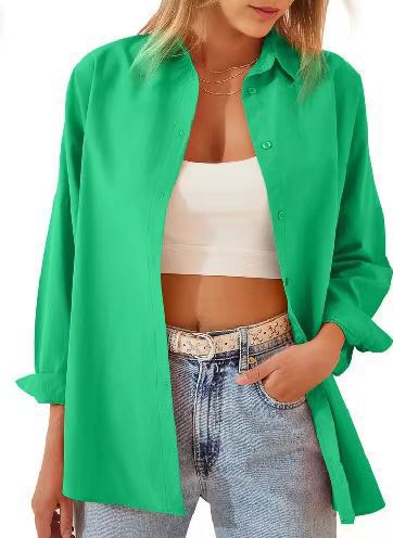 Women's relaxed-fit shirt blouse with long sleeves and modern details, size S