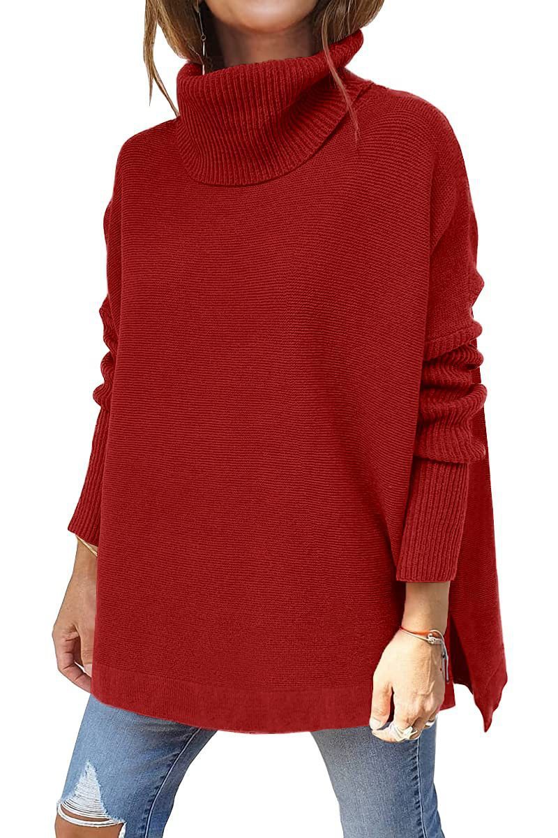 Damen Großer Rollkragenpullover mit strukturiertem Strickmuster und lässigem Schnitt GR