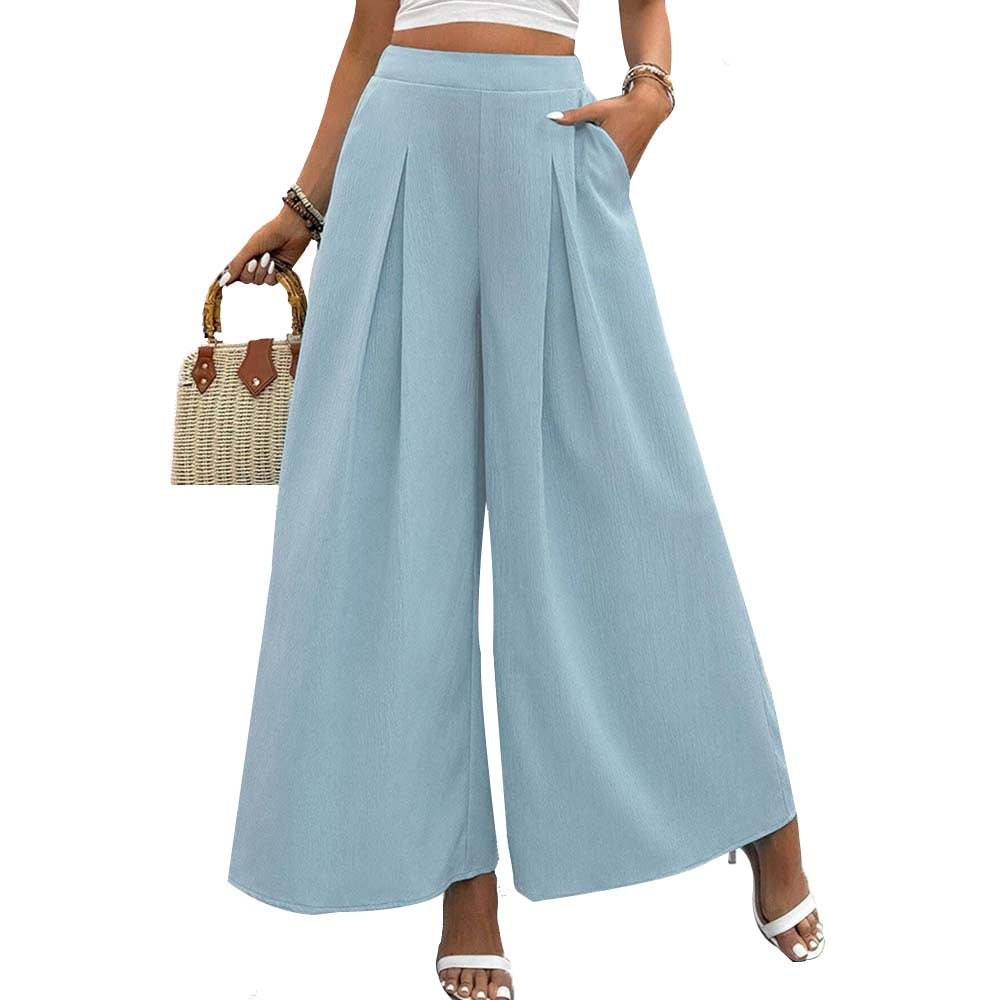 Damen weite Palazzo-Hose mit eleganten Falten und hohem Bund GR