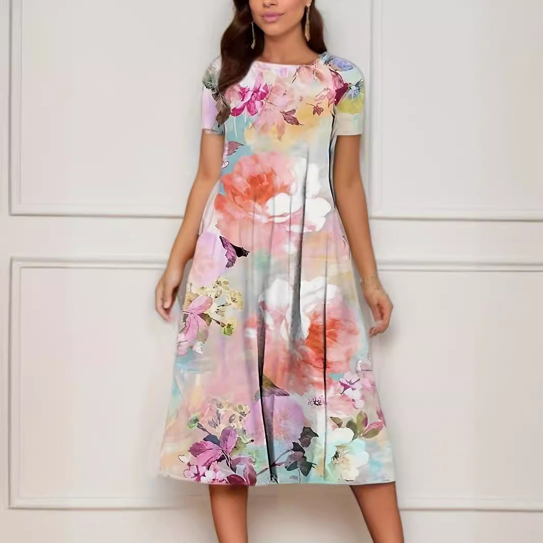 GR | Floraler Print Frühling Sommer Kurzarmkleid