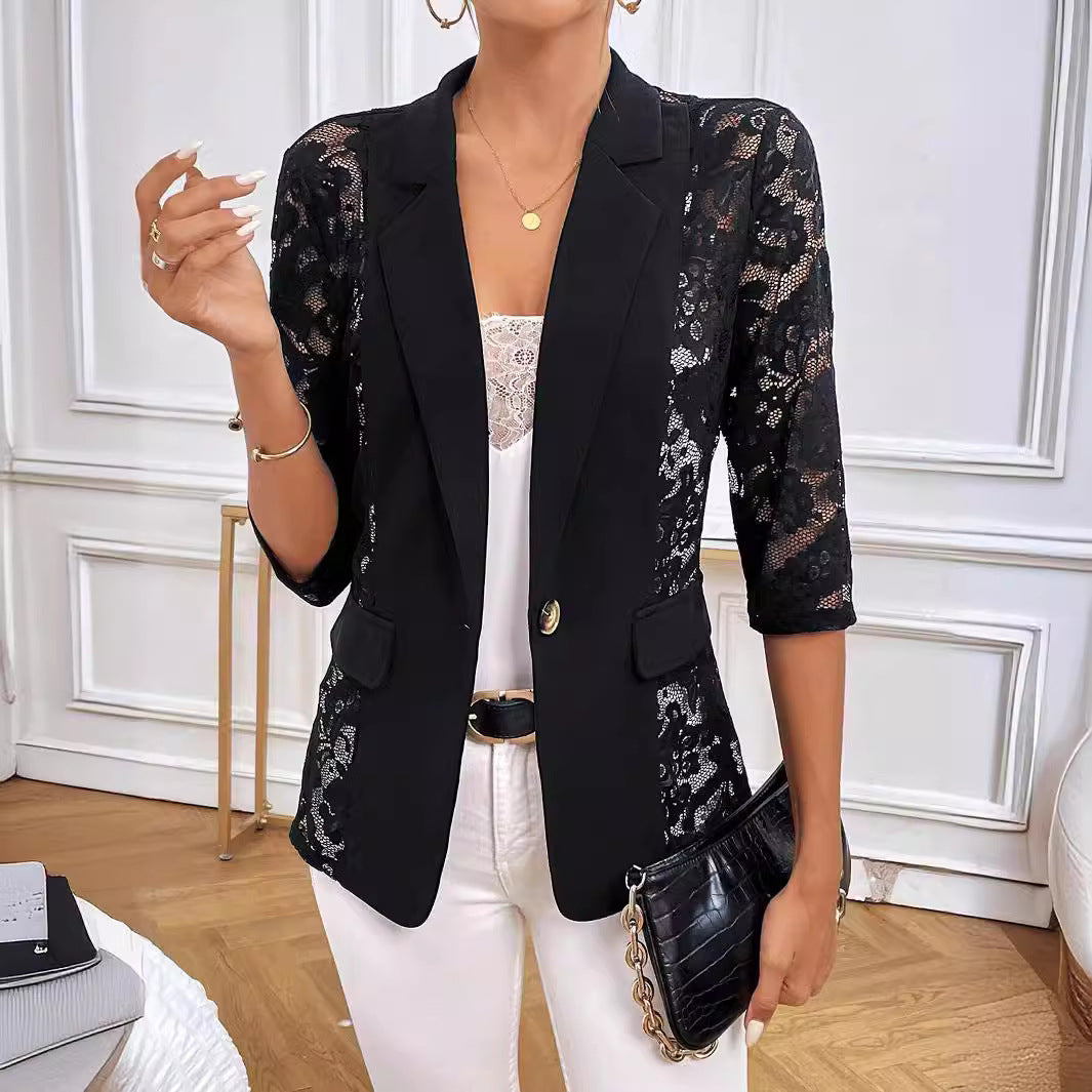 GR | Lace trim small blazer top