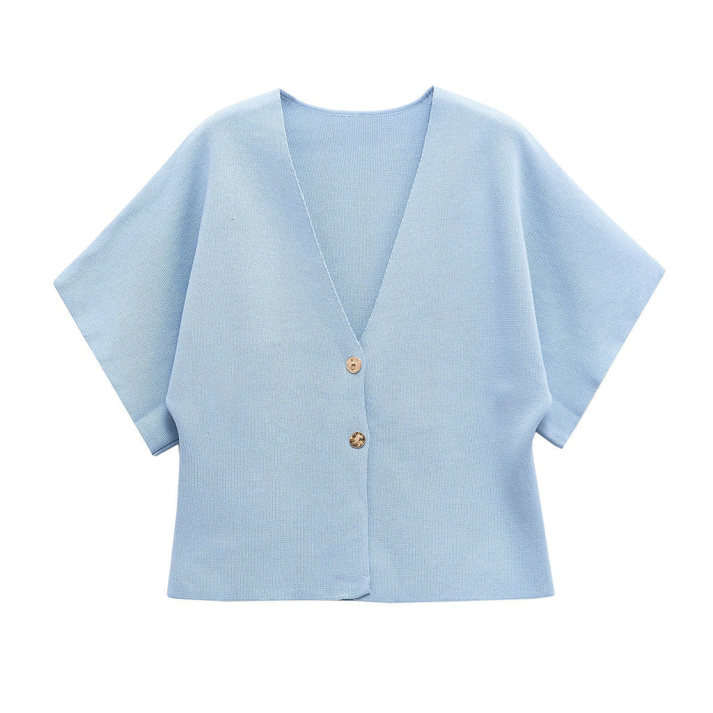 Damen leichte Strickjacke mit elegantem V-Ausschnitt und luxuriösen Knopfdetails GR