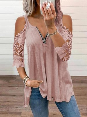 Women's top with cut-out sleeves and zipper, size