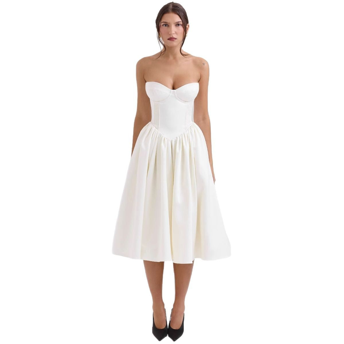 Damen Abendkleid mit strapless Design und voluminösem Rock GR