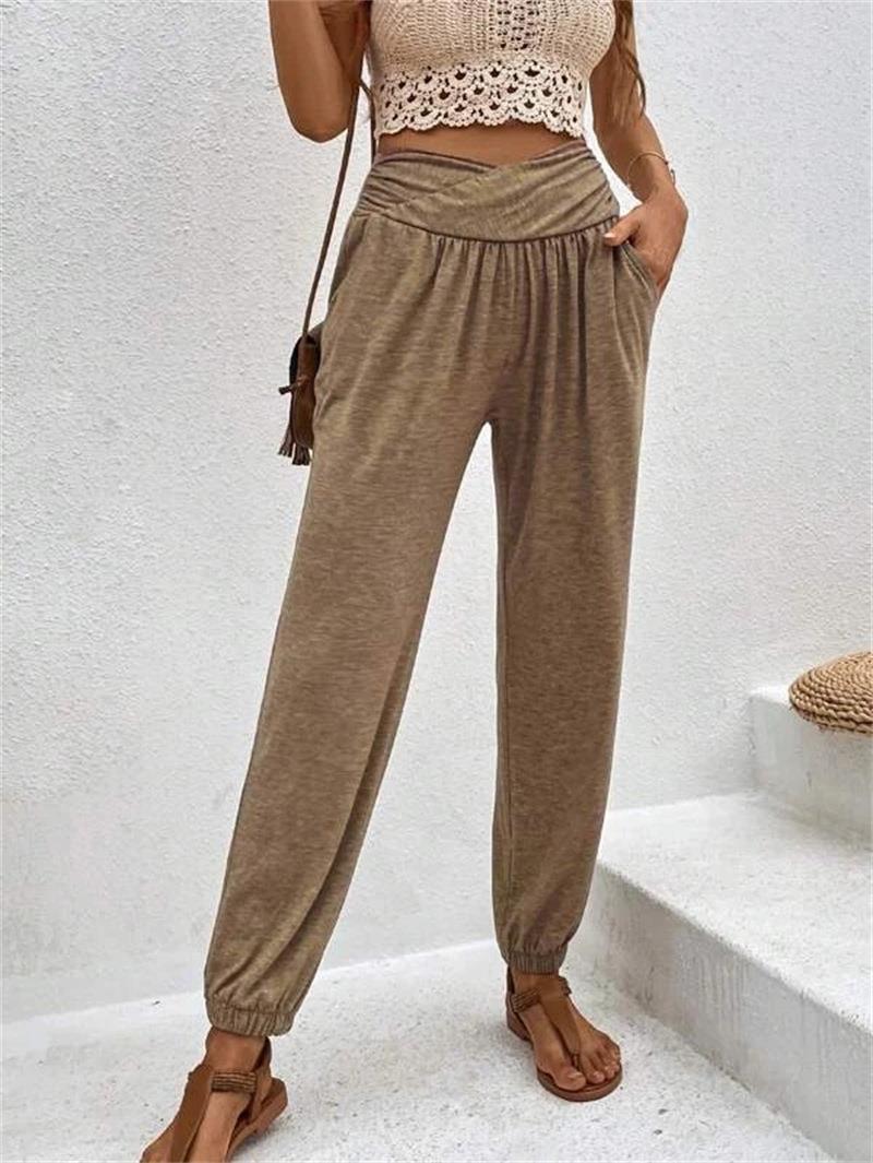 Damen lässige Freizeithose mit hohem Bund und bequemen Gummizug GR