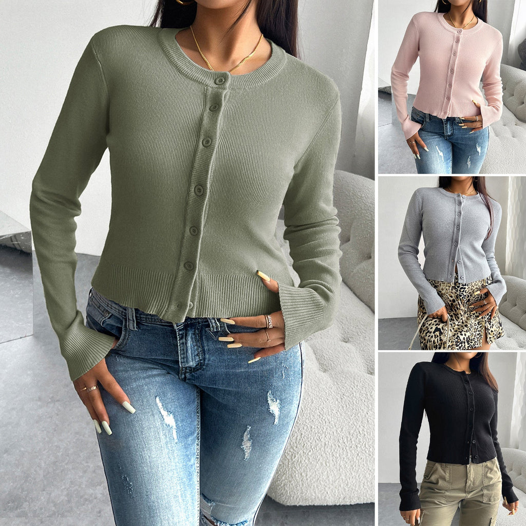 Damen Cardigan mit feiner Ribstruktur und Knopfverschluss GR