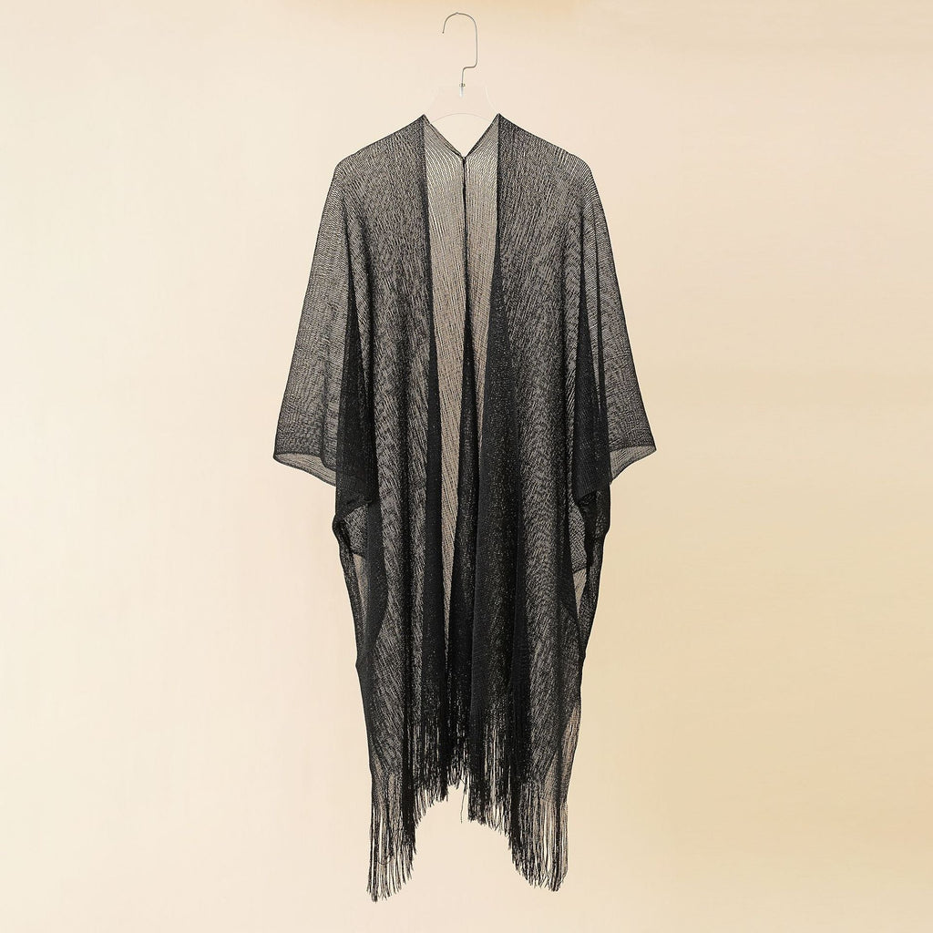Women's fringed kimono in a transparent, airy fabric, size GR