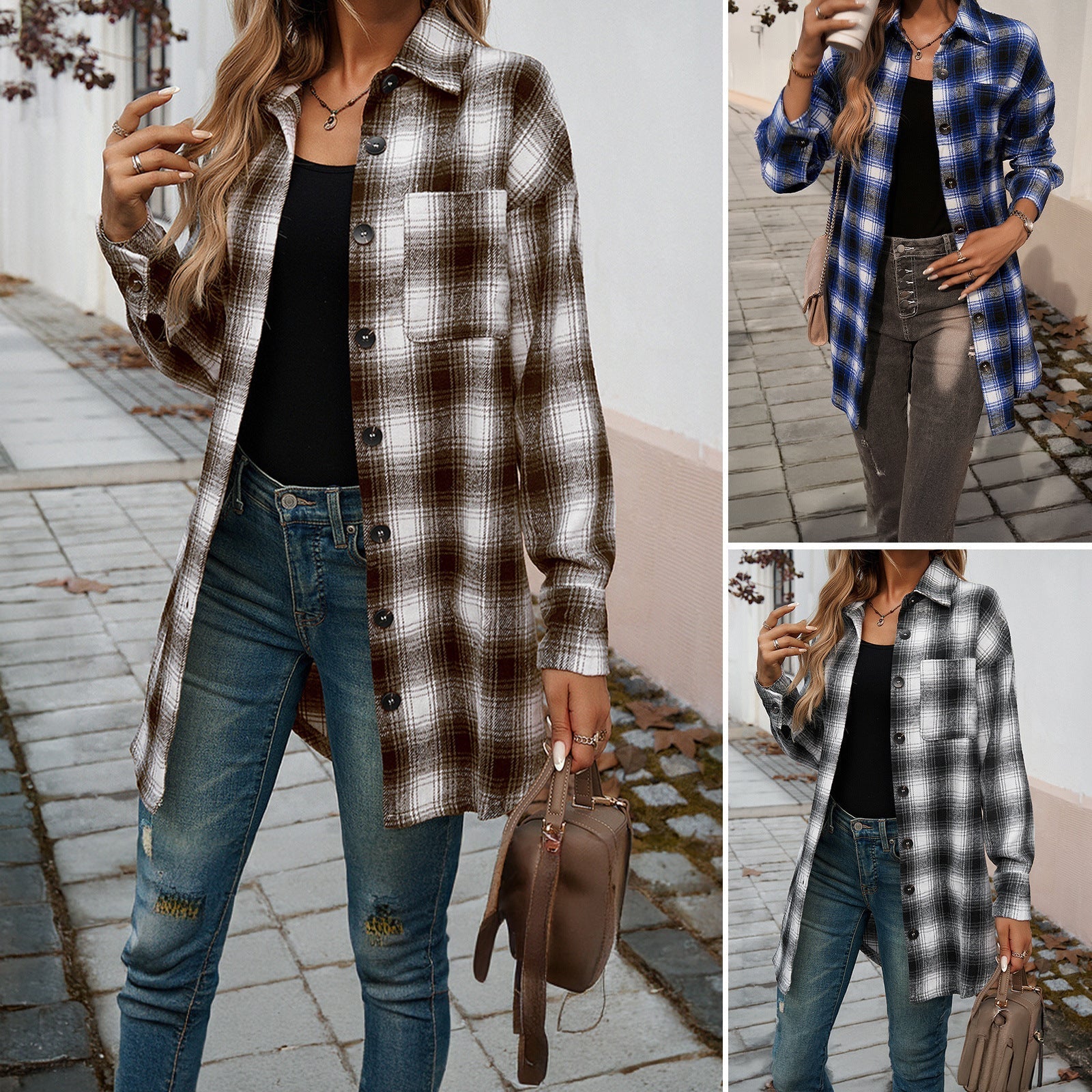 Women's checked overshirt with a relaxed fit and modern details, size S