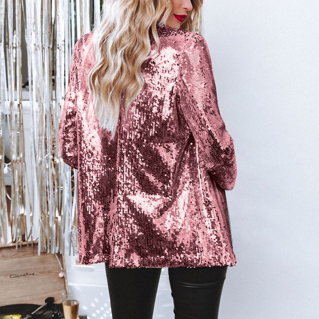 Women's elegant sequined blazer with shimmering finish, size GR