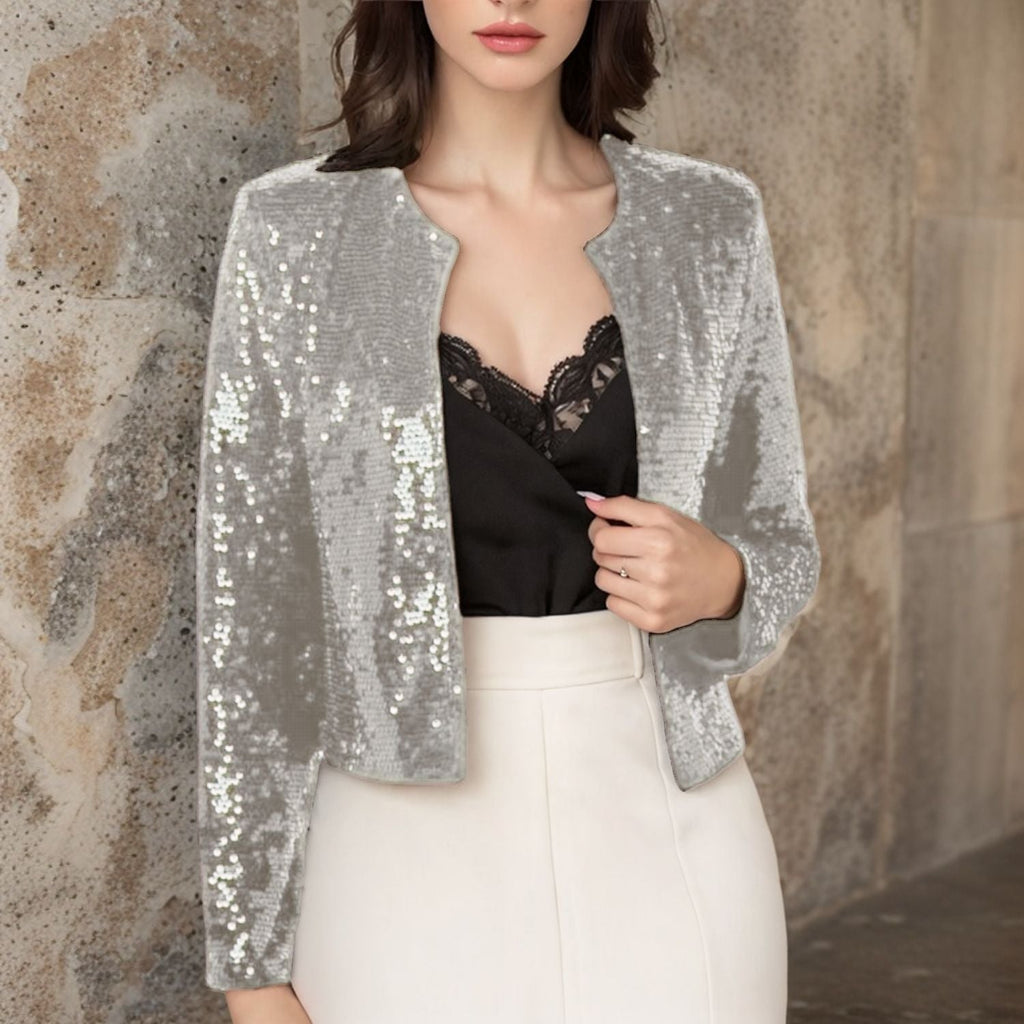 Women's sequined jacket in a modern cut, size