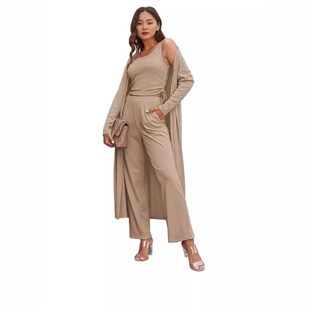 GR | Knitted vest with pockets, three-piece set 
