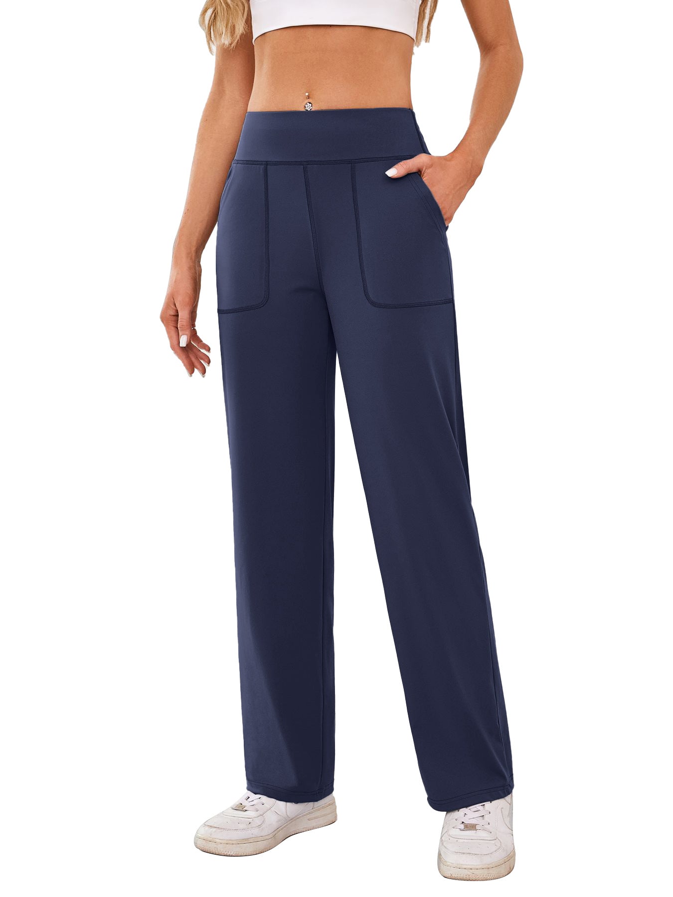 Women's comfortable leisure trousers with side pockets and elastic waistband, size