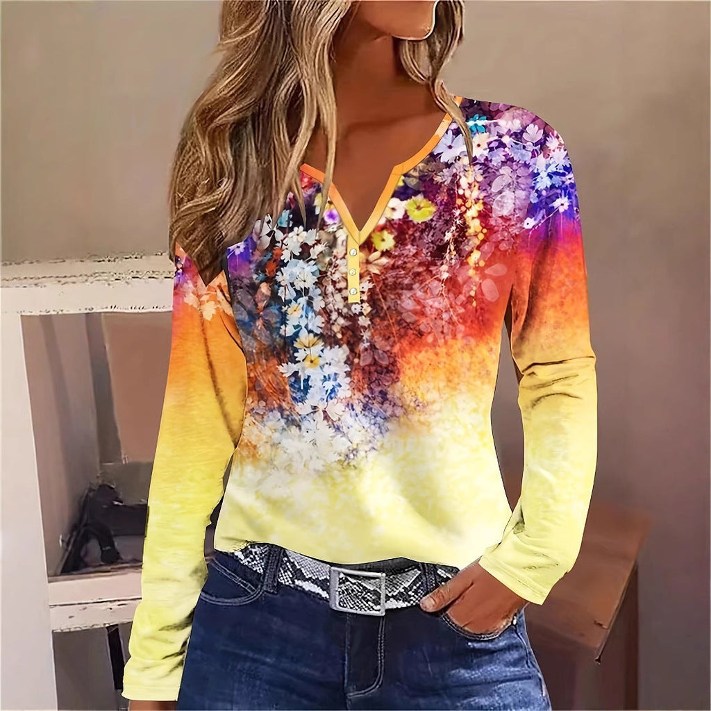 GR | Floral Rundhals Langarmshirt