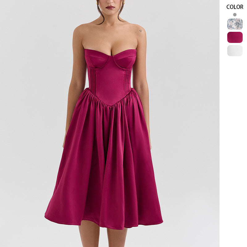 Damen Abendkleid mit strapless Design und voluminösem Rock GR