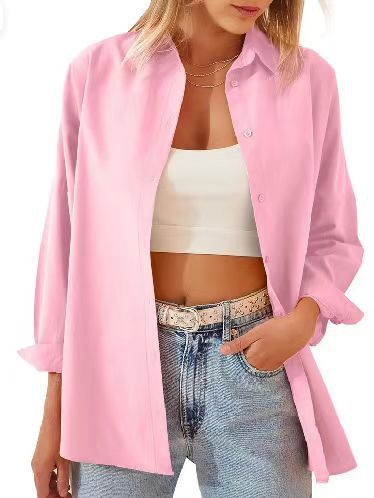 Women's relaxed-fit shirt blouse with long sleeves and modern details, size S