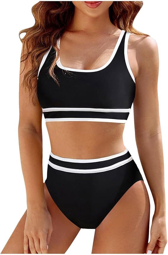 Women's sporty bikini set with high waist and comfortable top, size