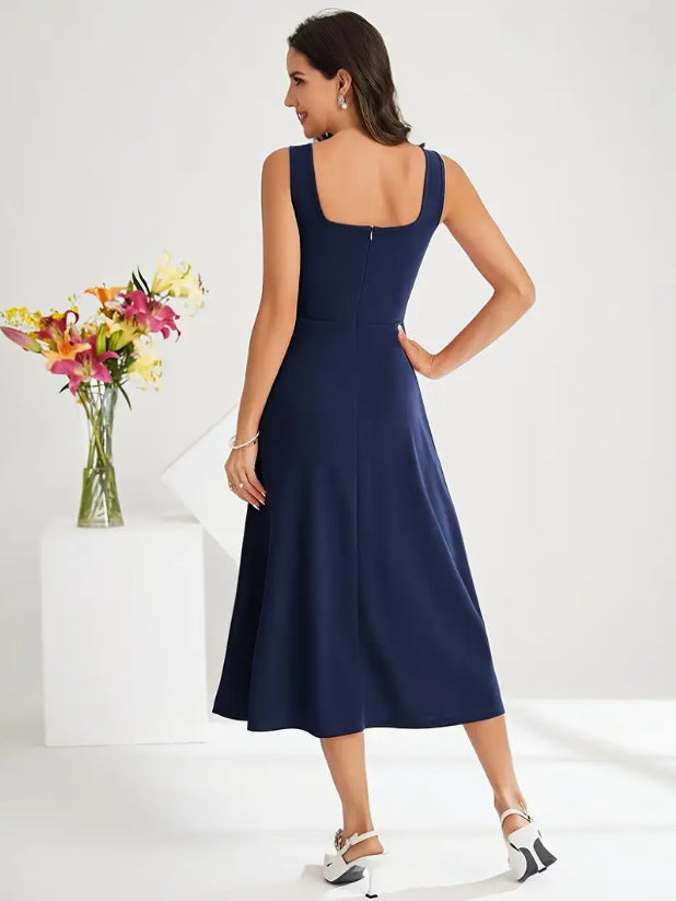 GR | Elegant dress with straps, dark blue color