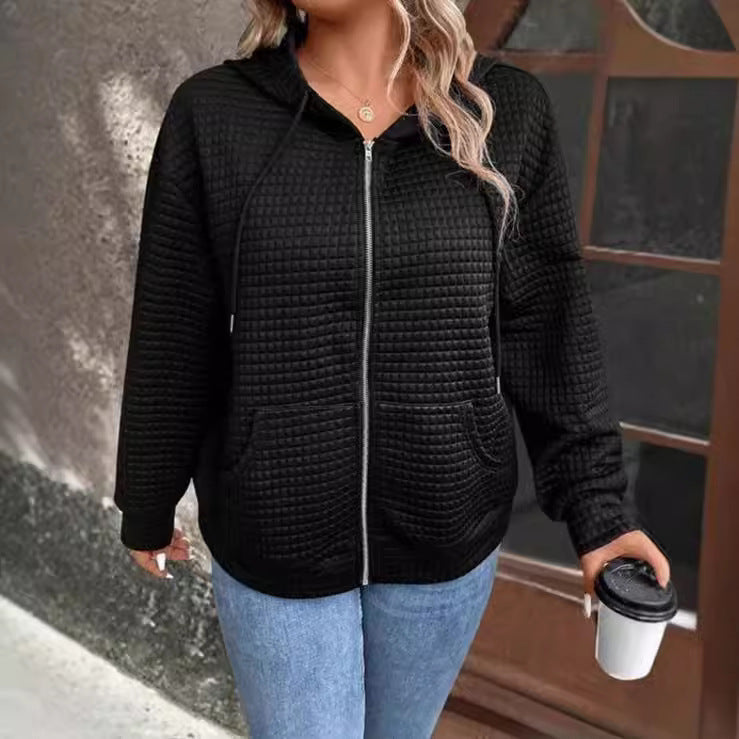 Women's hooded jacket in textured material, size S