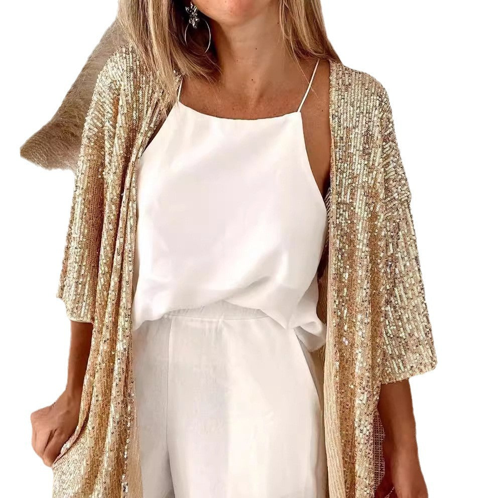 Damen lässiger Cardigan mit offenen Front und fließender Passform GR