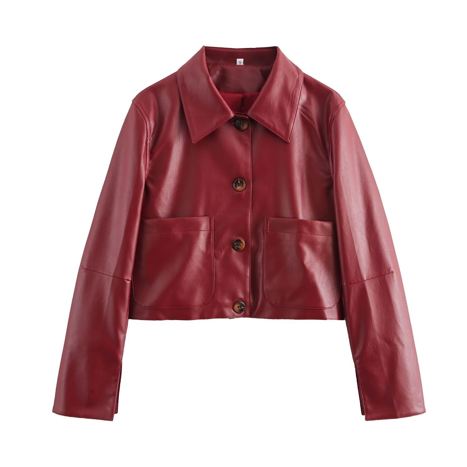 GR | Solid color leather jacket 