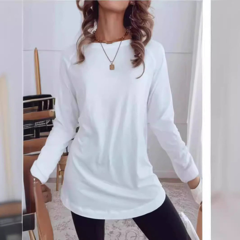 GR | Einfarbiges Rundhals-Casual-Top