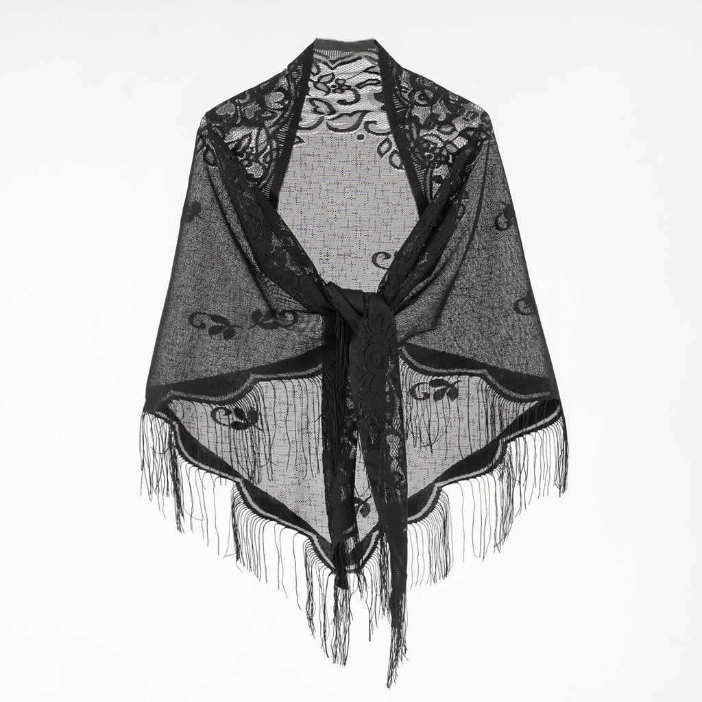 Women's Elegant Chiffon Scarf with Artful Fringes, Size
