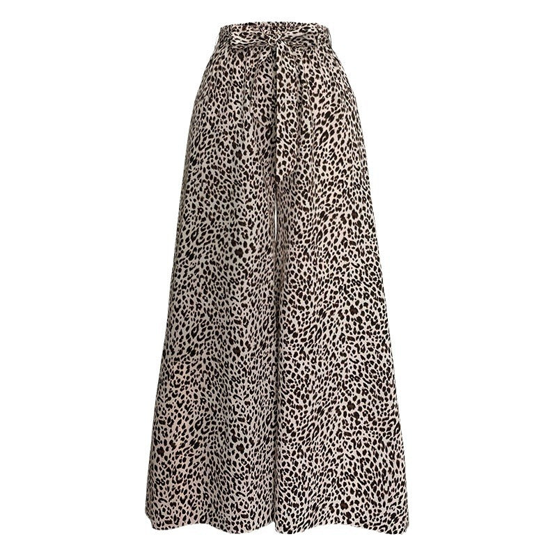 Damen weite Palazzo-Hose mit stylishm Leopardenmuster GR