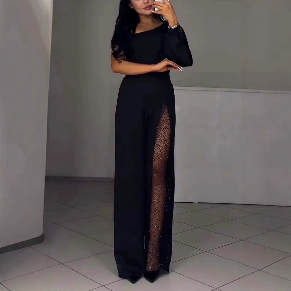 GR | Sexy one-sided high-slit jumpsuit