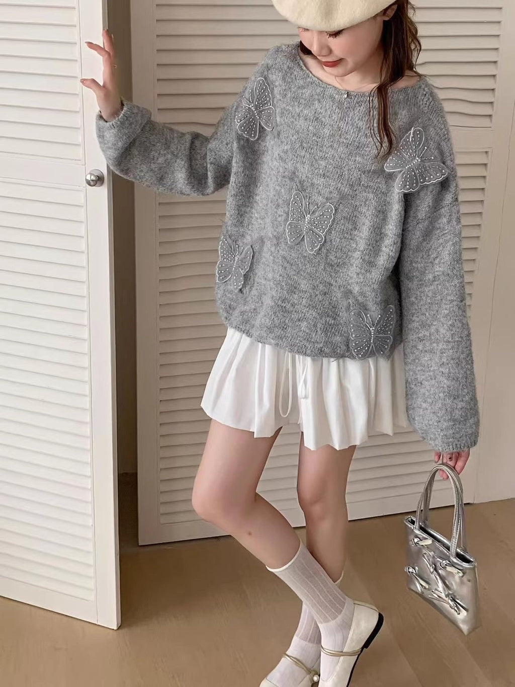 GR | Eleganter Pullover Aus Besticktem Blumenstrick Für Frauen
