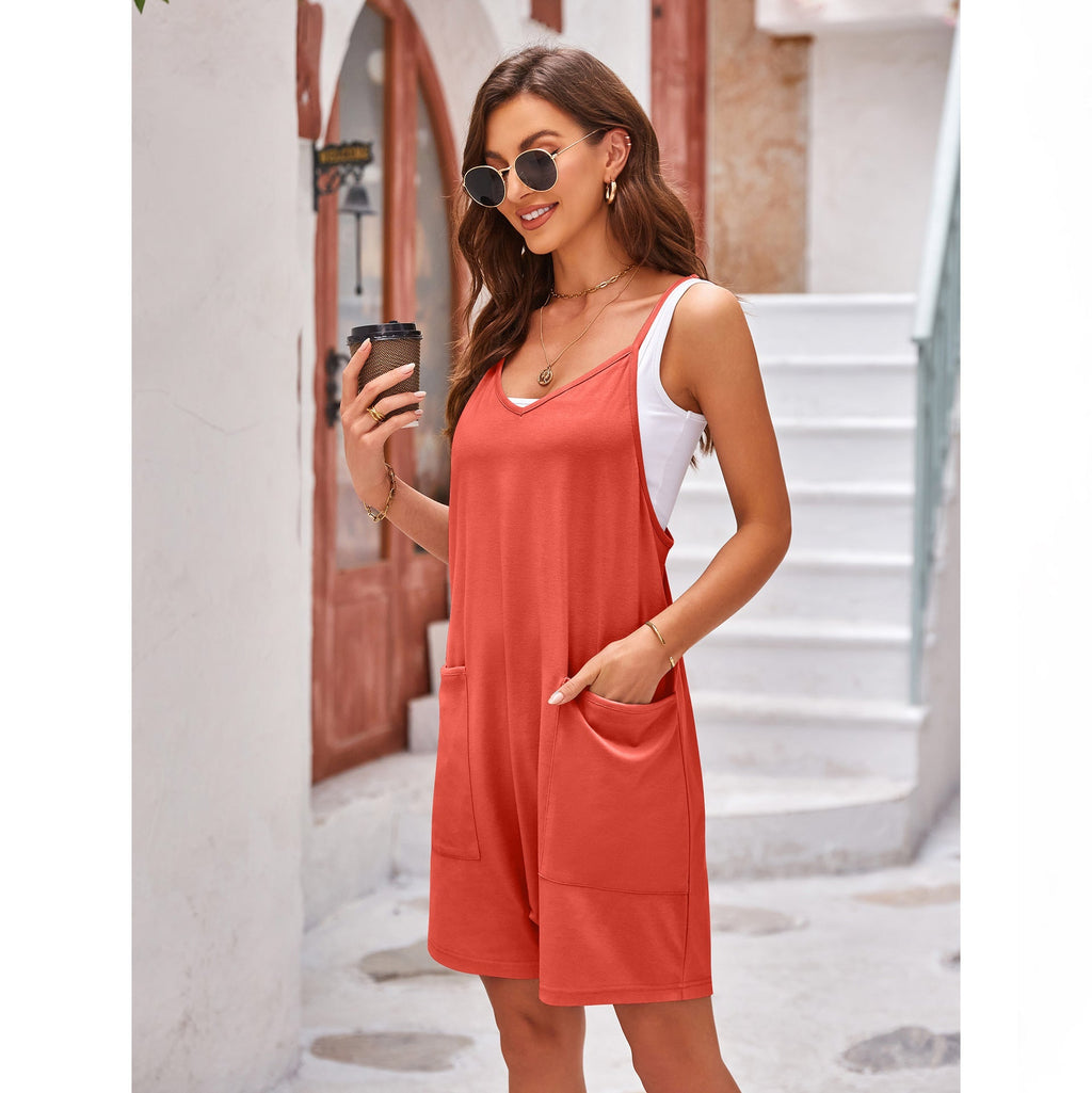 Women's comfortable jumpsuit with a deep neckline and practical pockets, size [size missing]