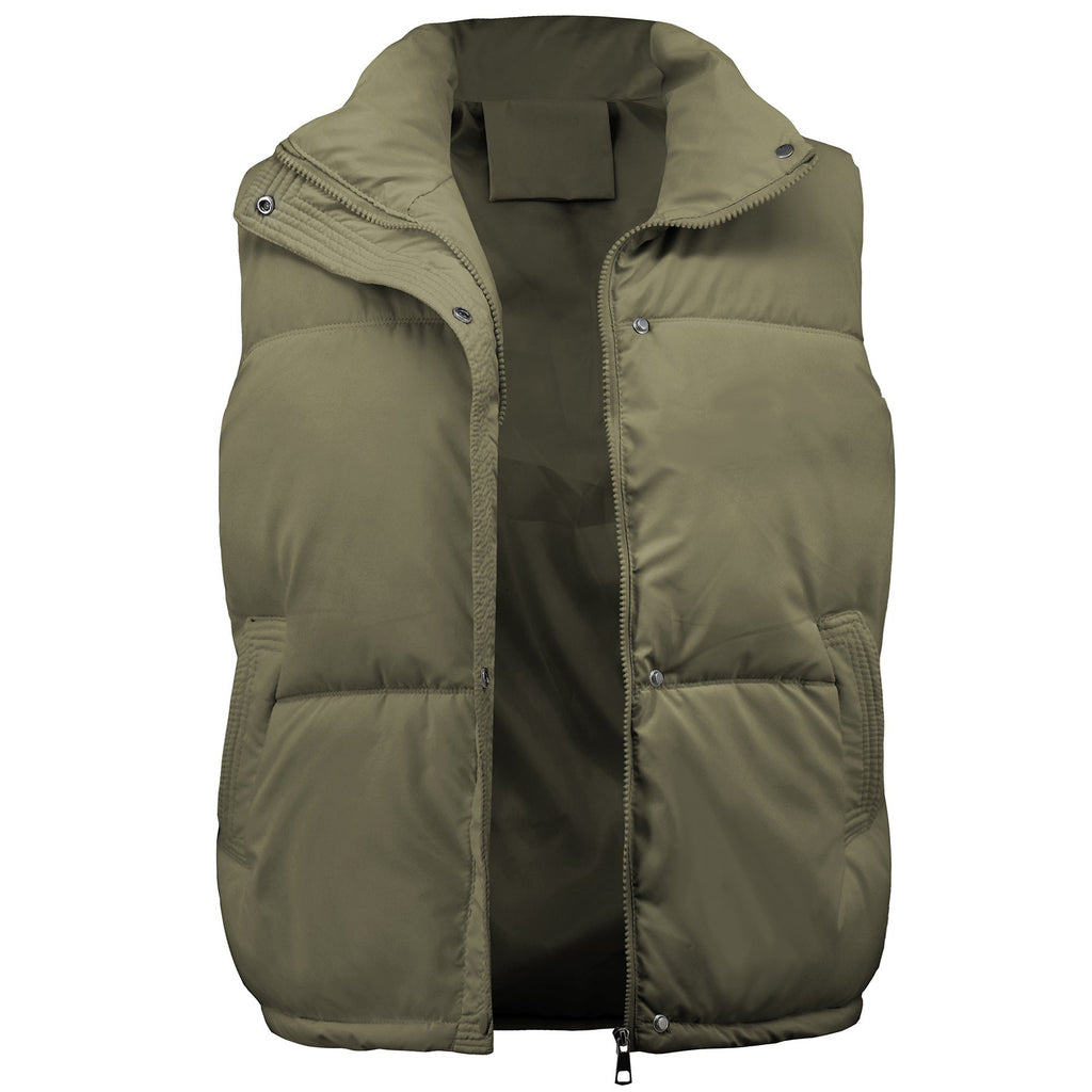 Women's vest with high collar and practical pockets, size