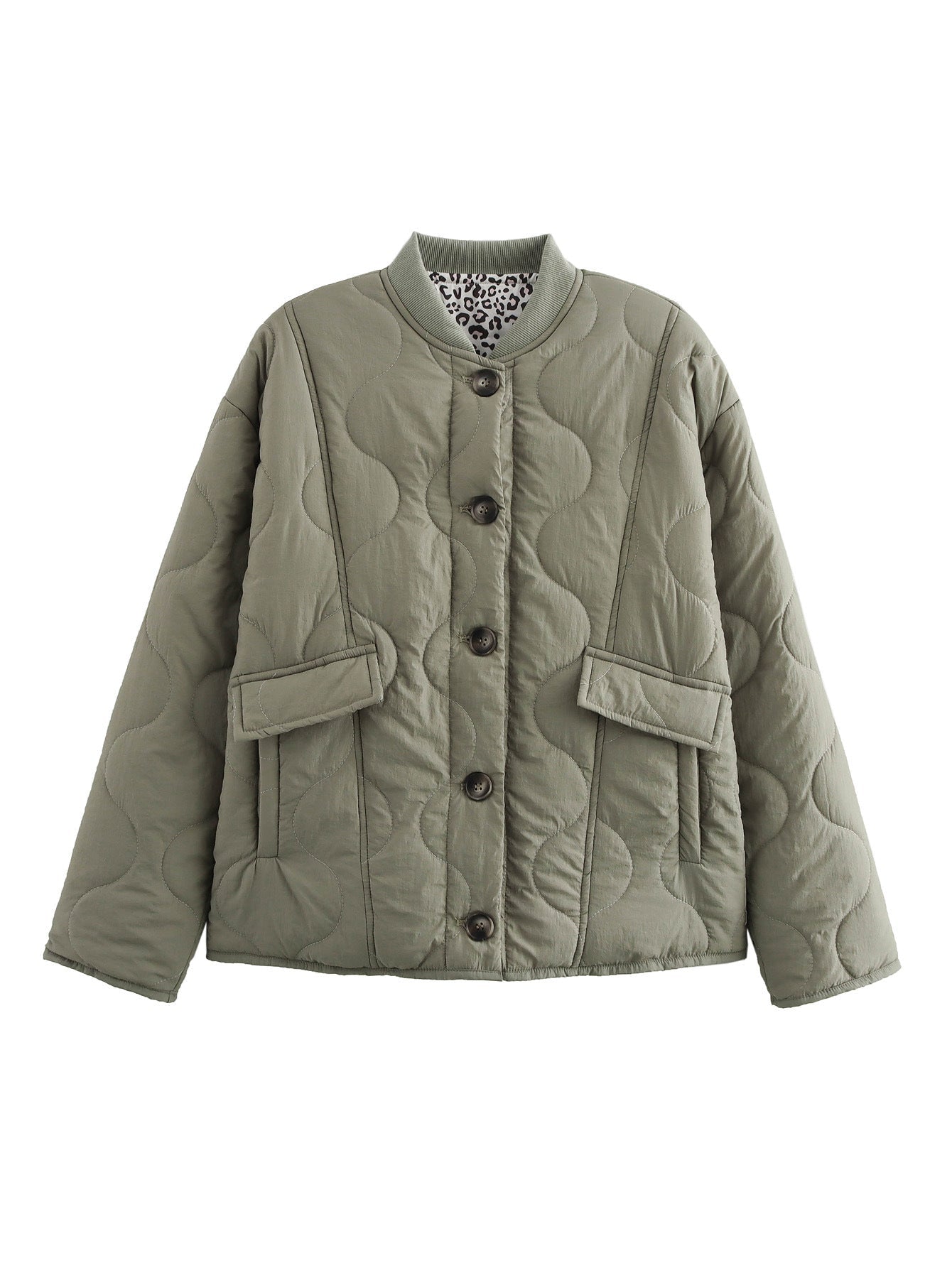Women's quilted jacket in an elegant design with practical button closure and side pockets, size S