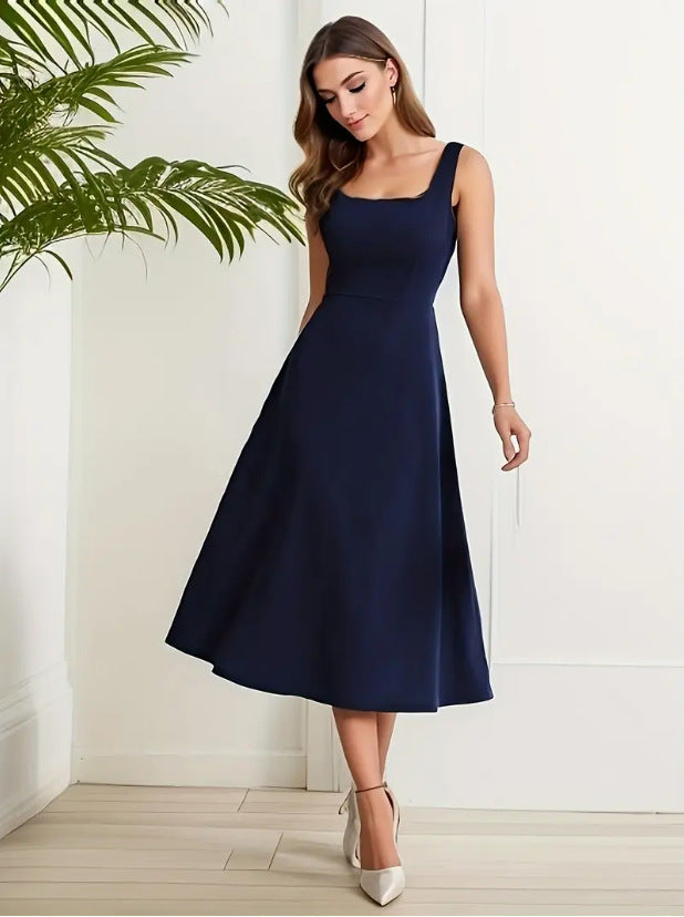 GR | Elegant dress with straps, dark blue color
