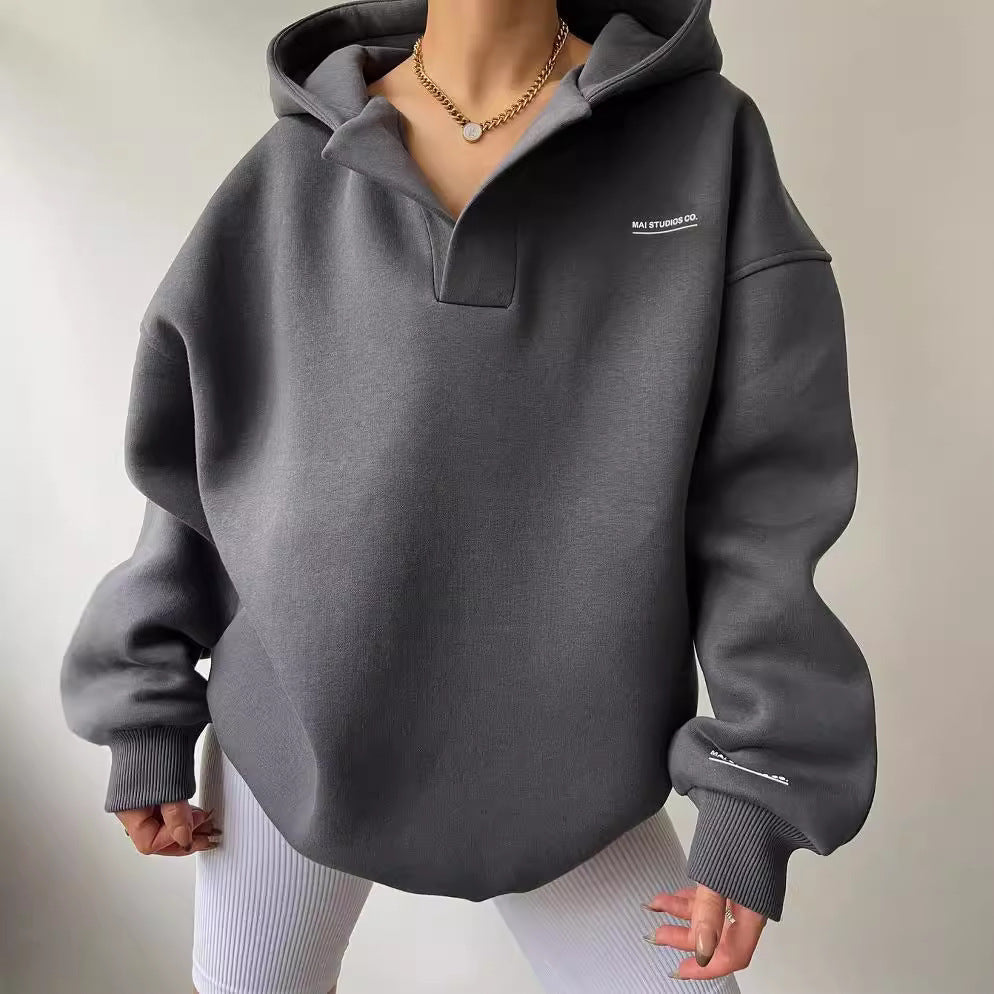 Damen oversized Kapuzenpullover mit Kängurutasche und bequemer Passform GR