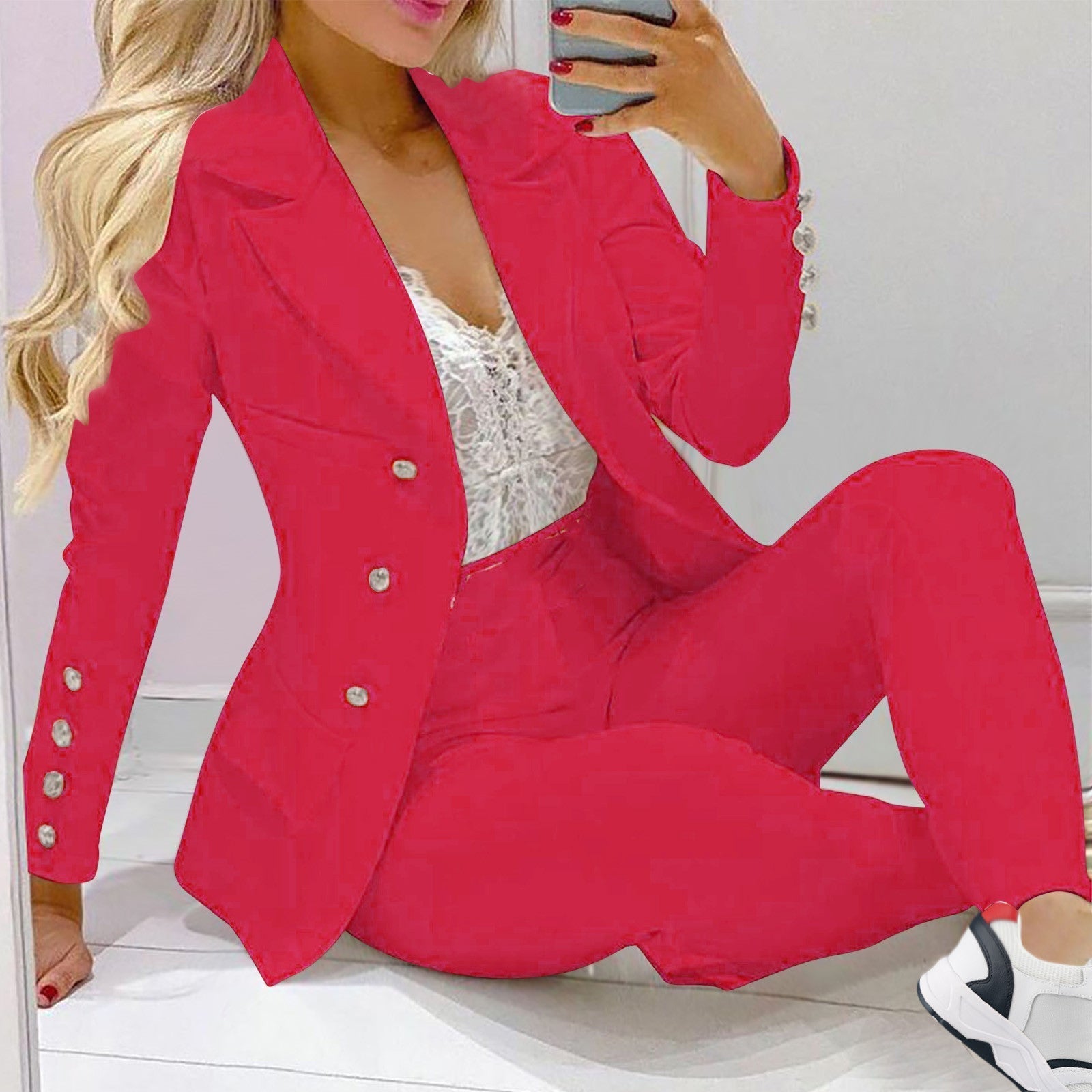 GR | Single-breasted suit trousers set 