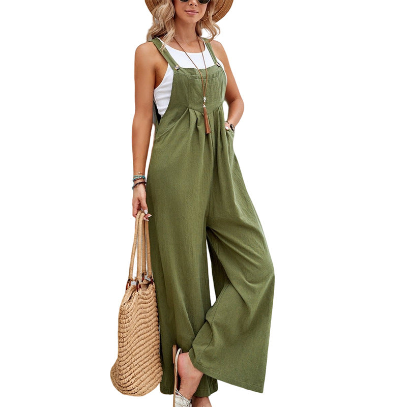 GR | Solid Color Women's Casual Overalls Long Pants