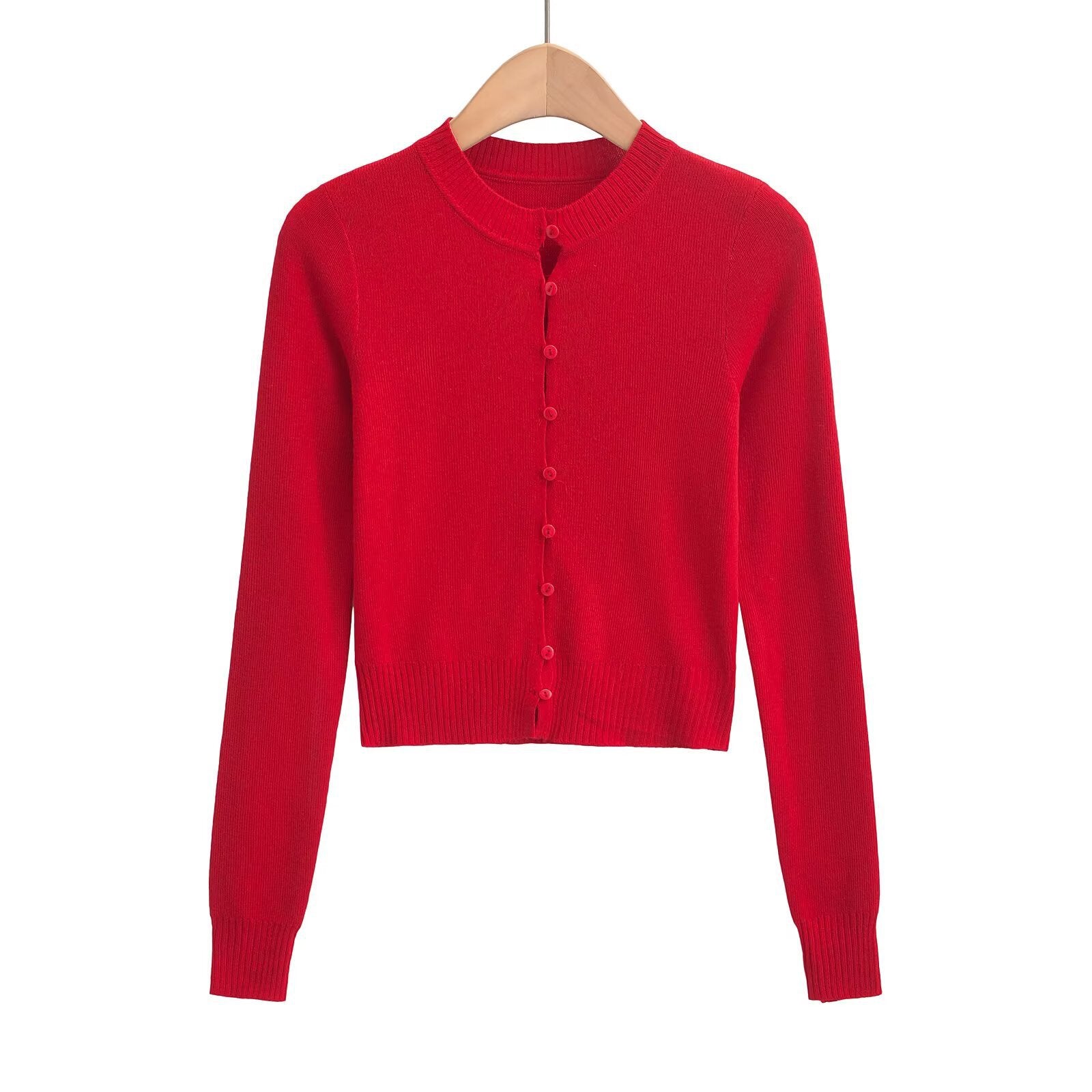Damen Strickjacke mit modischem Rundhalsausschnitt und eleganter Knopfleiste GR