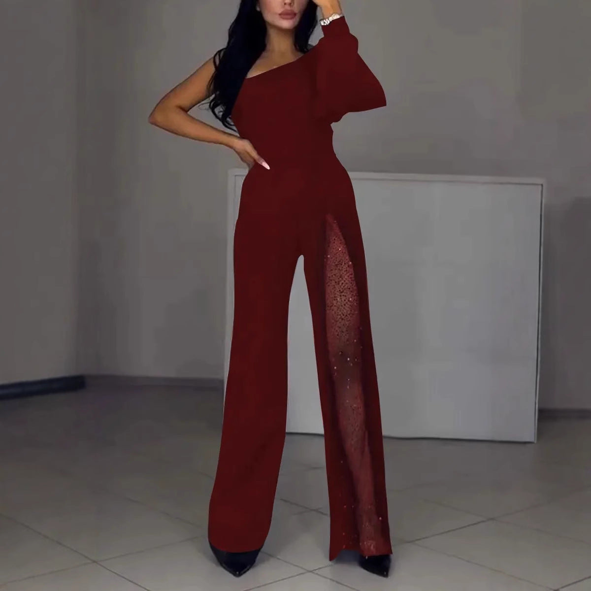 GR | Sexy one-sided high-slit jumpsuit
