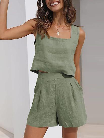 Damen Leichte Sommerbluse und Shorts Set GR