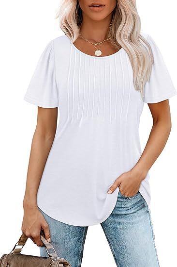 Damen Sommer T-Shirt mit Falten-Design GR
