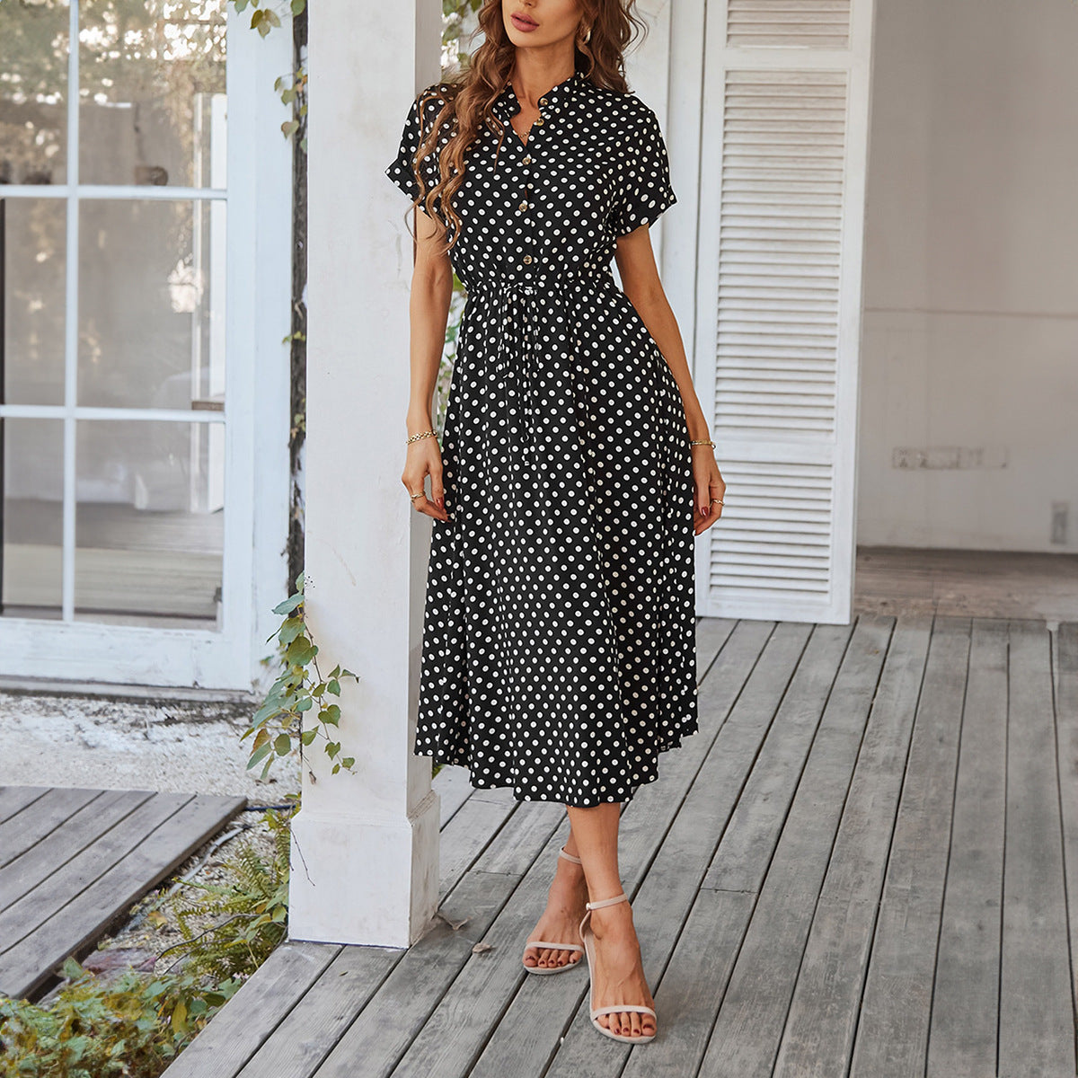 Women's polka dot midi dress, size