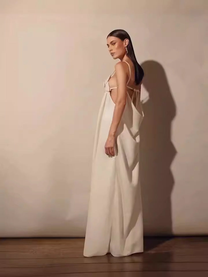 GR | Maxi dress with V-neck and high floral slit